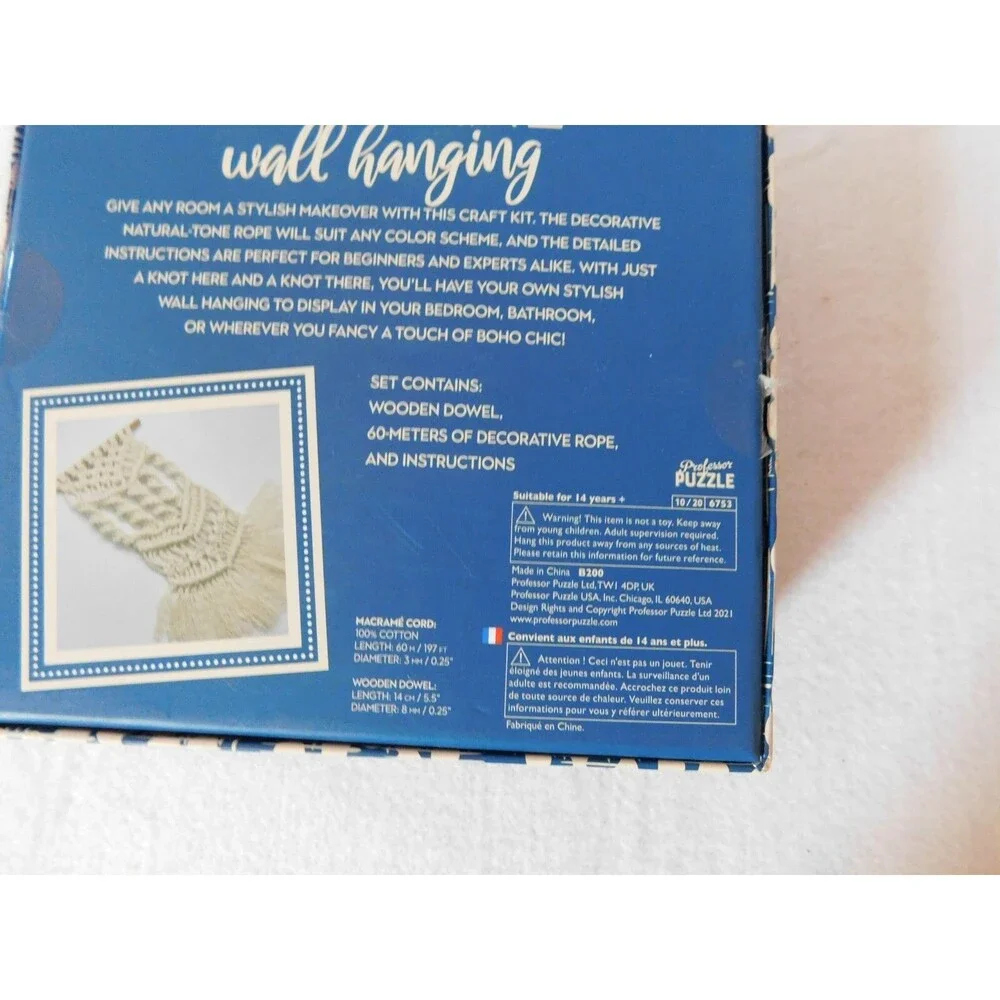 Macrame Kit Professor Puzzle DIY - 60m Natural White Cord Home Decor Craft